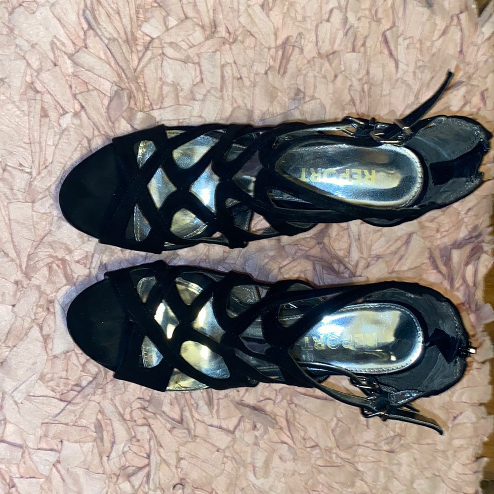 Black strappy heels